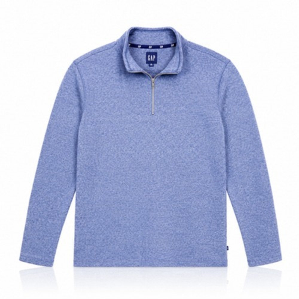 Gap Quarter Zip Sweater Mens XL Blue Heathered Mock Neck Knit Pullover